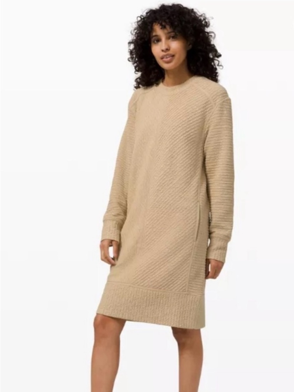 Lululemon Cozy Crewneck Sweater Dress - Beige